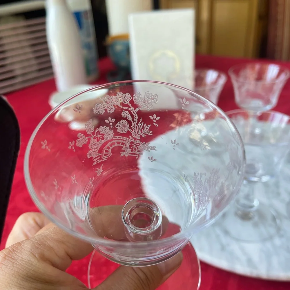 Set of 6 Vintage Fostoria Willow pattern cocktail glasses